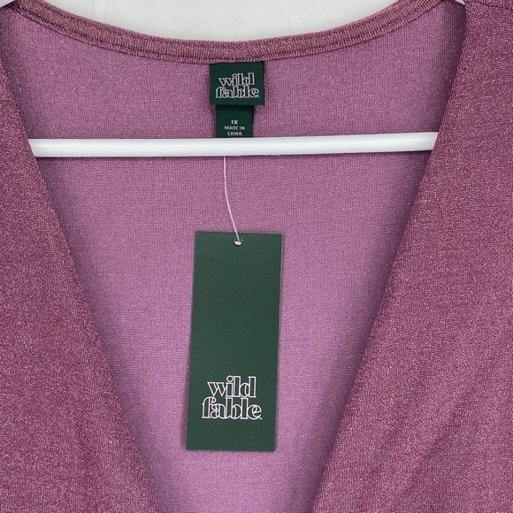 Wild Fable Juniors Size 1X Cut Out Bodycon Short Dress Purple Lurex Long Sleeves - Picture 5 of 9